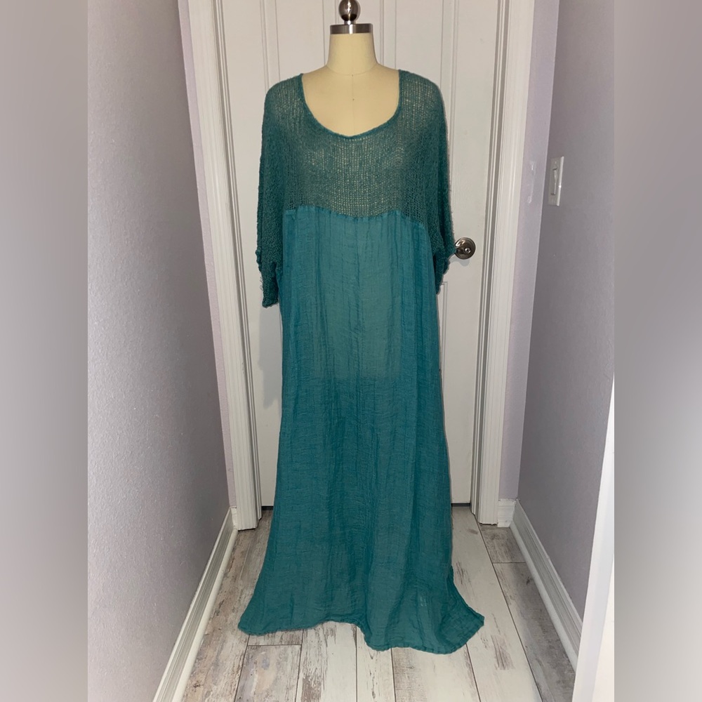 La Bottega Di Brunella “Vestito Nocelles” Linen Maxi Dress/Caftan